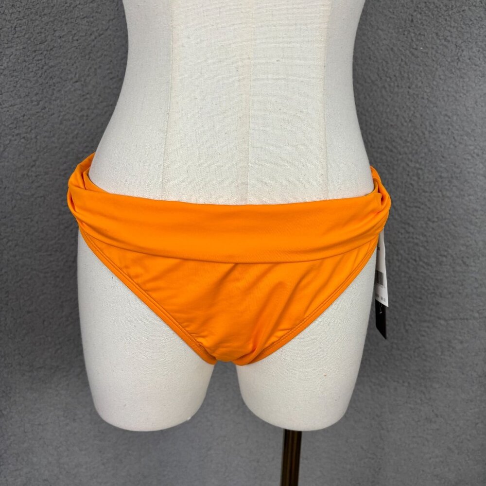 La Blanca Island Goddess Shirred Band Hipster Bikini Bottoms Orange Size 10 NWT